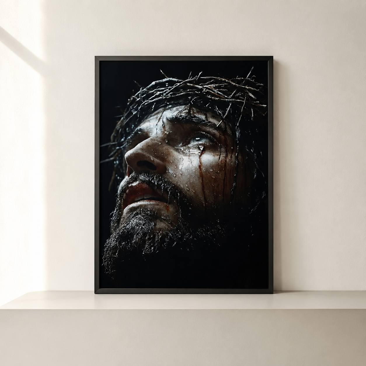 Tableau Jésus couronne d'épines encadré 30x40 - Boutique Jesus