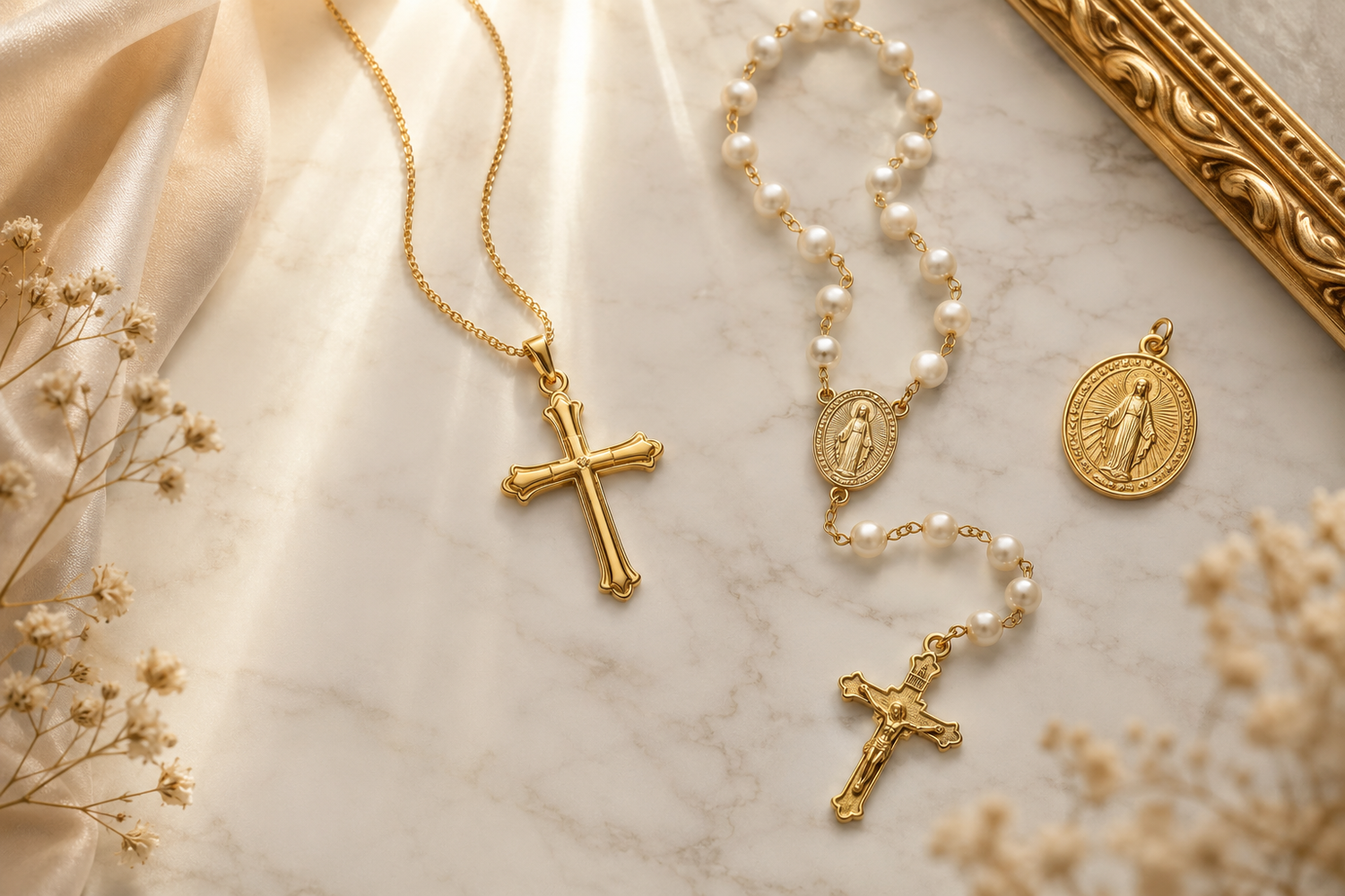 Bijoux chrétiens premium - croix, chapelets et médailles
