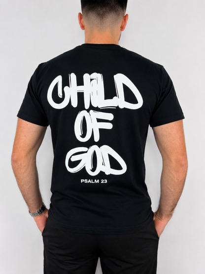T-shirt noir Enfant de Dieu Child of God Psaume 23 porté de dos - Boutique Jesus