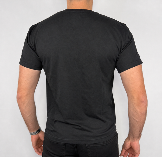 T-shirt noir Jesus Is My Coach porté de dos - Boutique Jesus