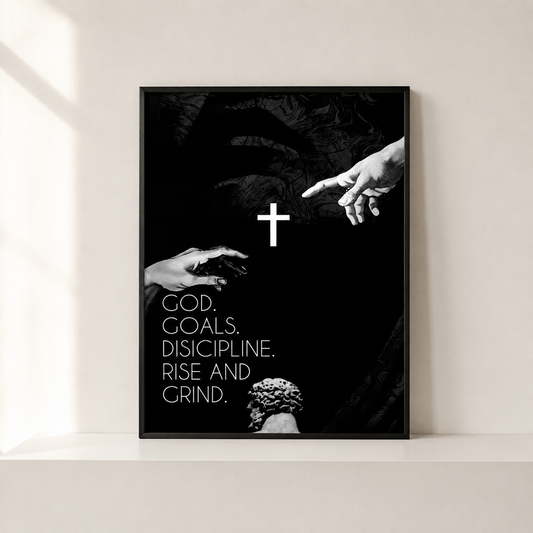 Tableau God Goals Discipline affiche motivation encadré 30x40 - Boutique Jesus
