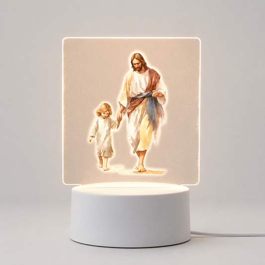 Veilleuse chrétienne cadeau baptême communion base blanche - Boutique Jesus
